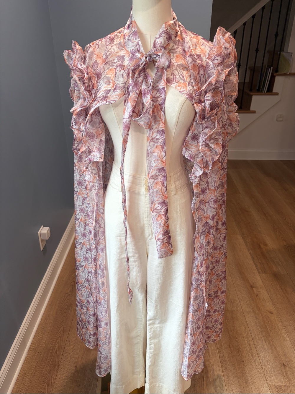 NWT Maeve by Anthropologie Floral Ruffle Cape Kimono One Size